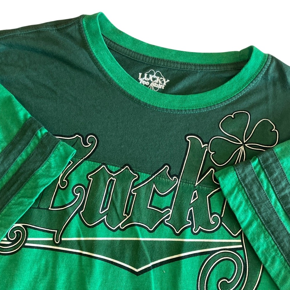 Lucky Tee Shirt Mens Large Green St Patricks Day Shamrock Graphic T-Shirt
